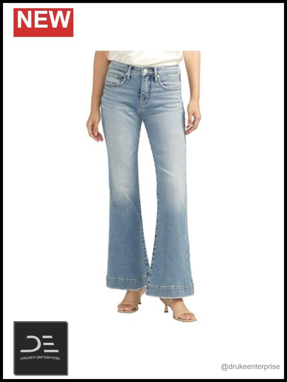 Jag Kait Women's Mid Rise Flare Leg Jeans Cotton Blend